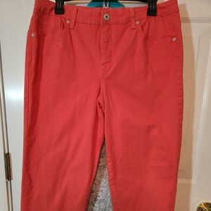 Comfy Style & Co- 5 Pocket Style Tangerine Color Jean Capris  Size 14